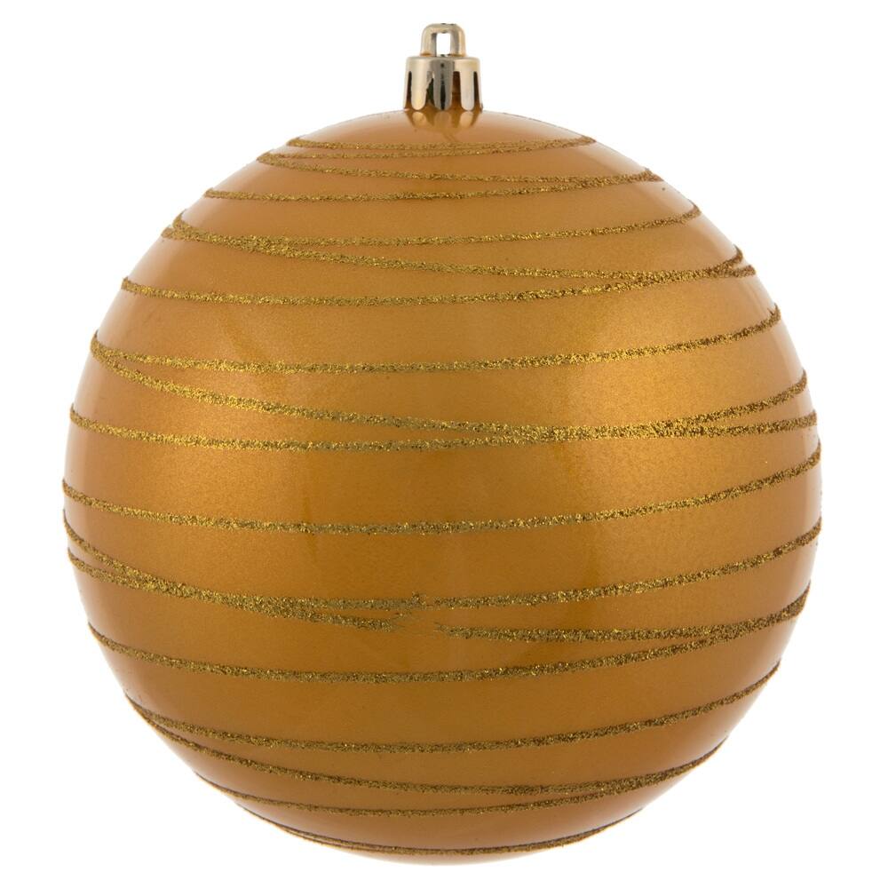 Vickerman 4.75" Honey Gold Candy Finish Ball Orn with Glitter, 4 Pk Bed Bath & Beyond 34938997